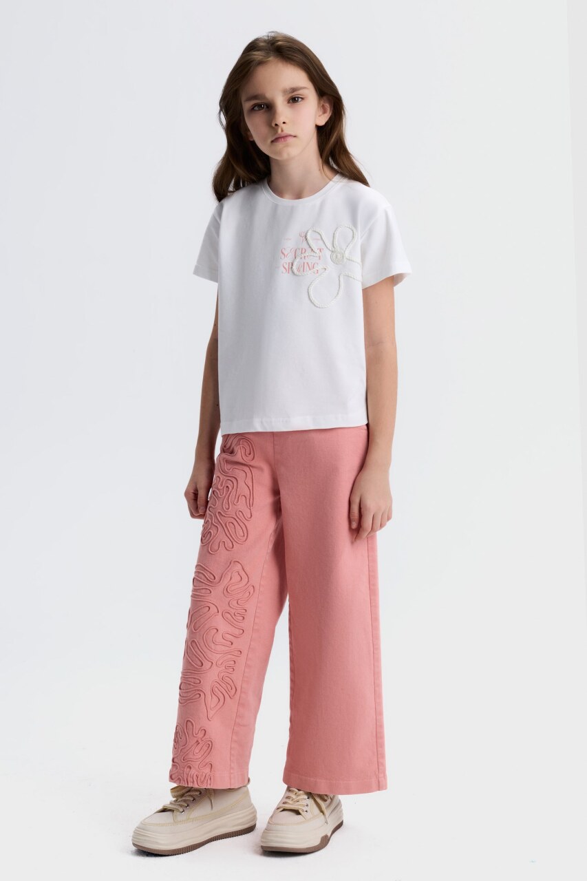 Kız Çocuk 3'lü Alt Üst Kombin Takmı 8-14 Yaş SET0488 Coral - 3