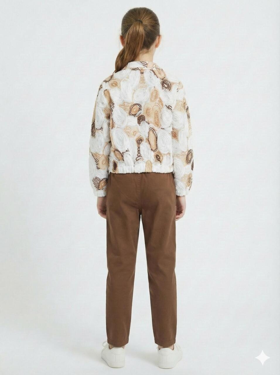 Kız Çocuk 3'lü Alt Üst Kombin Takmı 8-14 Yaş SET0493 Kahverengi - 2