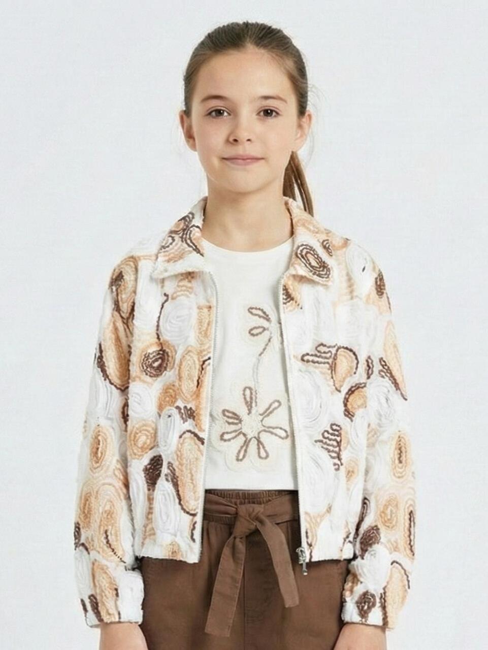 Kız Çocuk 3'lü Alt Üst Kombin Takmı 8-14 Yaş SET0493 Kahverengi - 3