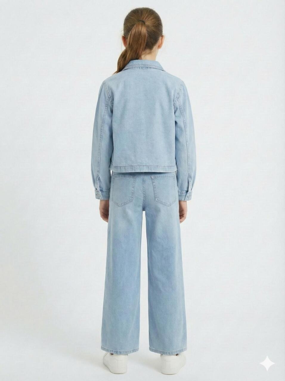 Kız Çocuk 3'lü Alt Üst Kombin Takmı 8-14 Yaş SET0498 Mavi - 2