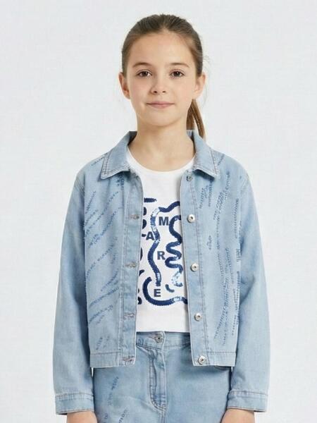 Kız Çocuk 3'lü Alt Üst Kombin Takmı 8-14 Yaş SET0498 Mavi - 3