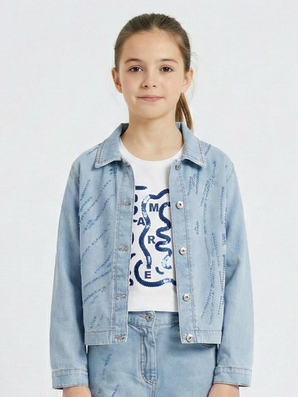 Kız Çocuk 3'lü Alt Üst Kombin Takmı 8-14 Yaş SET0498 Mavi - 3