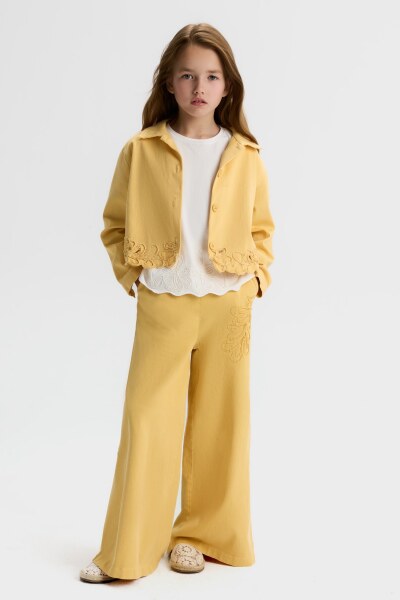 Kız Çocuk 3'lü Alt Üst Kombin Takmı 8-14 Yaş SET0501 Sarı - NK KİDS