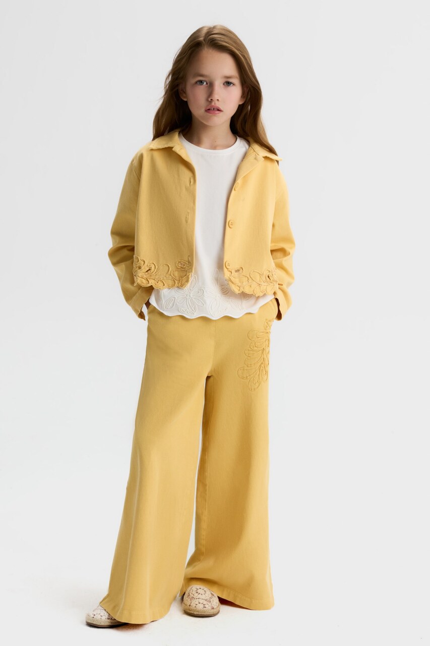 Kız Çocuk 3'lü Alt Üst Kombin Takmı 8-14 Yaş SET0501 Sarı - 1