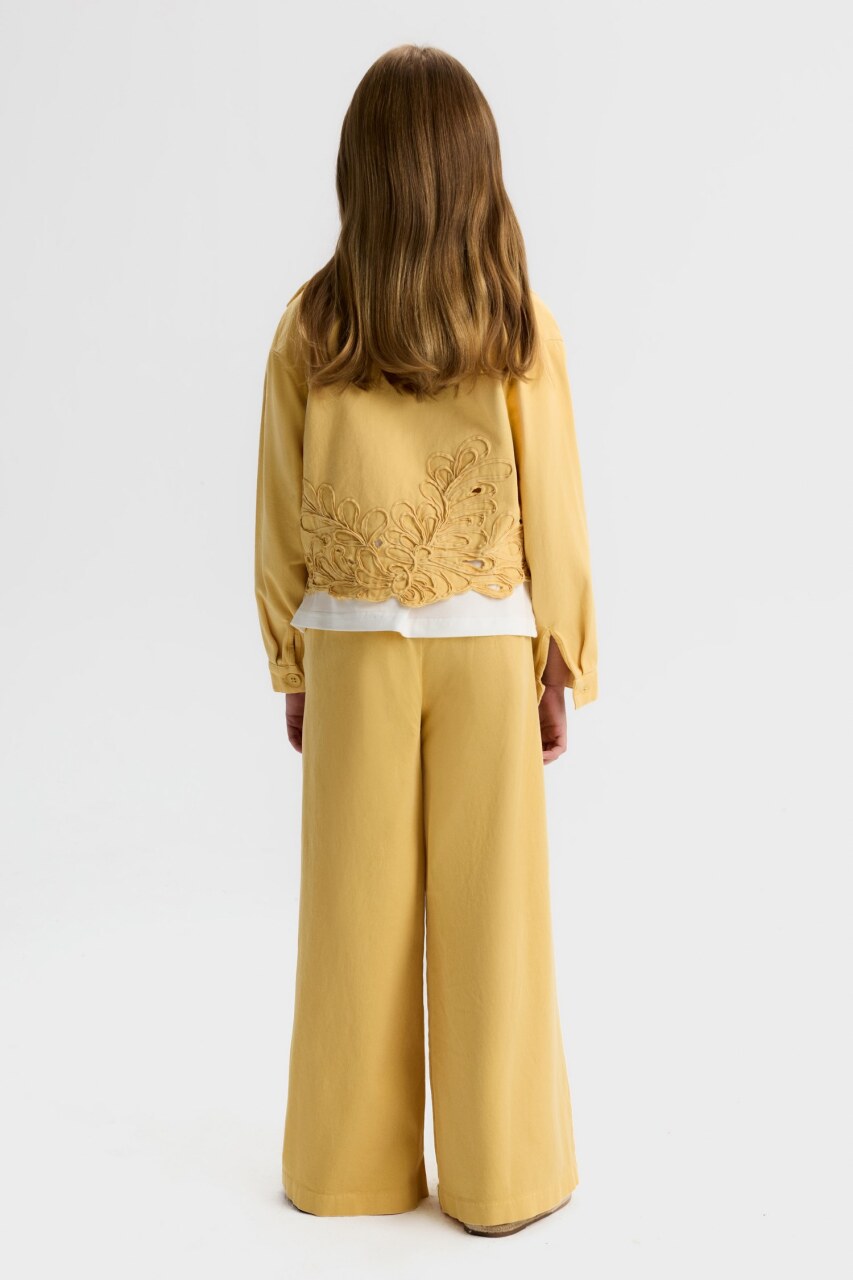 Kız Çocuk 3'lü Alt Üst Kombin Takmı 8-14 Yaş SET0501 Sarı - 2