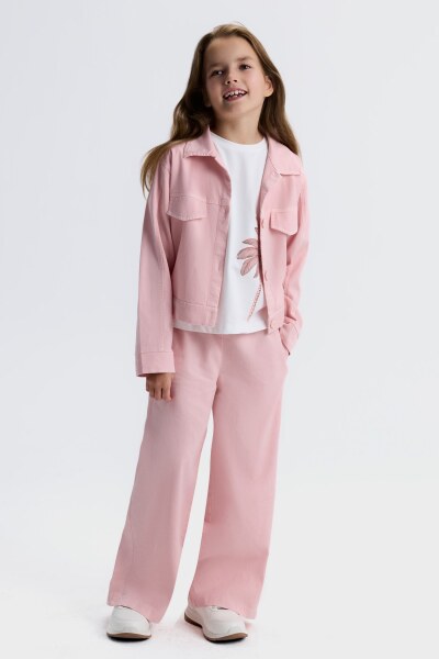 Kız Çocuk 3'lü Alt Üst Kombin Takmı 8-14 Yaş SET0503 Pembe - 5