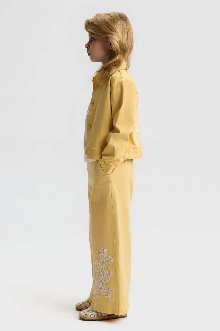 Kız Çocuk 3'lü Alt Üst Kombin Takmı 4-8 Yaş SET0515 Sarı - 2