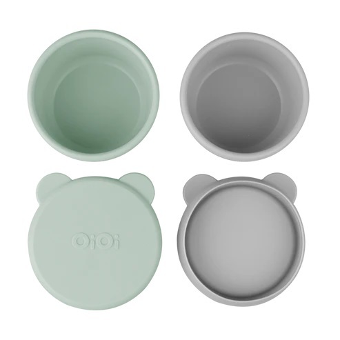 OiOi Silikon Kapaklı Mini Kase 2'Li Mini Bites River Green / Powder Grey - 1