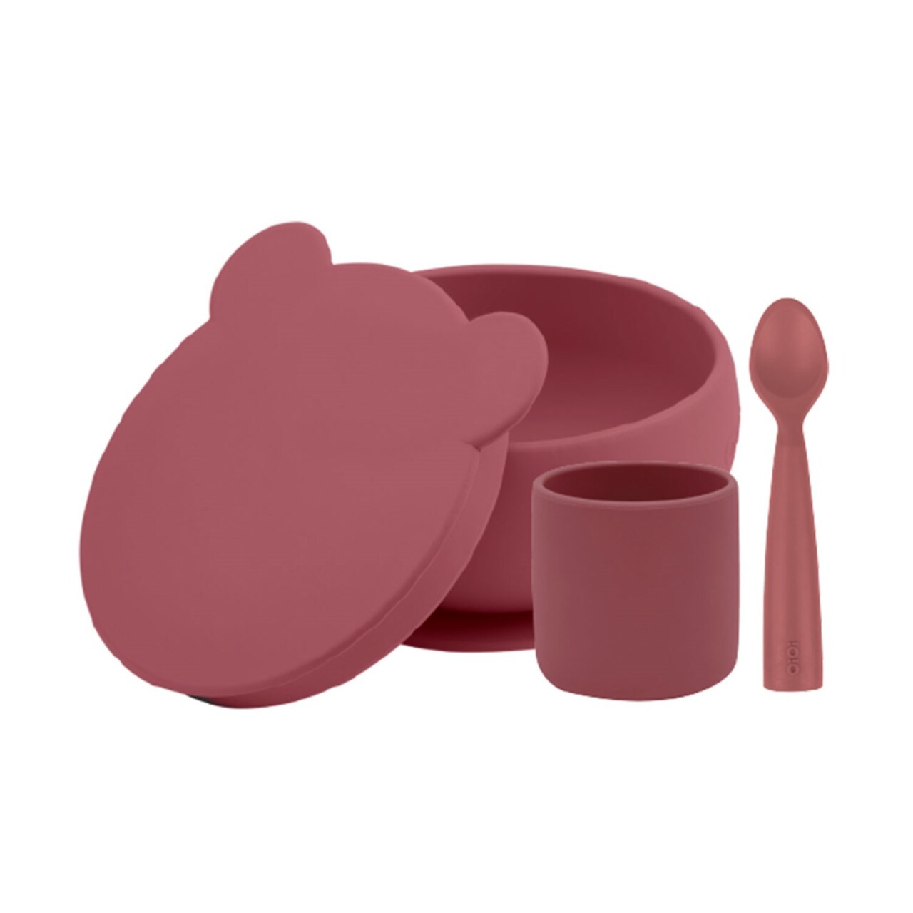 OiOi Blw I Silikon Beslenme Seti 3'Lü (Kaseli) Velvet Rose - 1