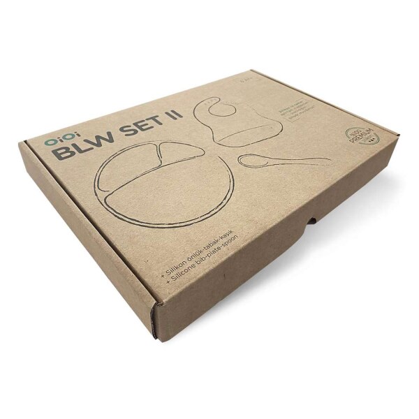 مجموعة تغذية السيليكون OiOi Blw II من 3 قطع (مع طبق) بلون وردي مخملي - 5