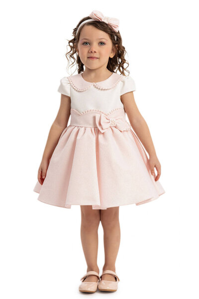 Kız Çocuk Elbise 6-24 Ay 35305 Pudra - PAMINA