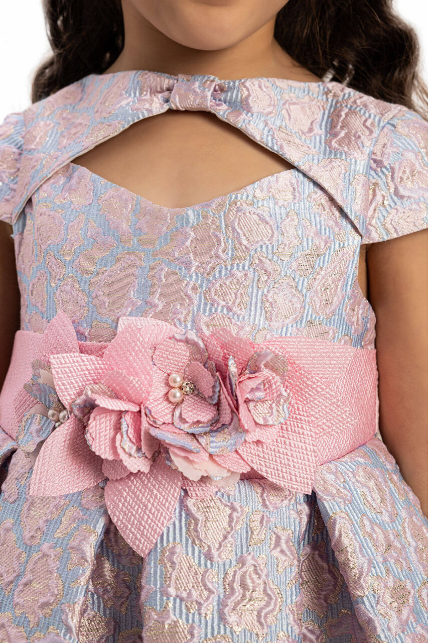 Kız Çocuk Elbise 3-7 Yaş 35376 Pudra - 5