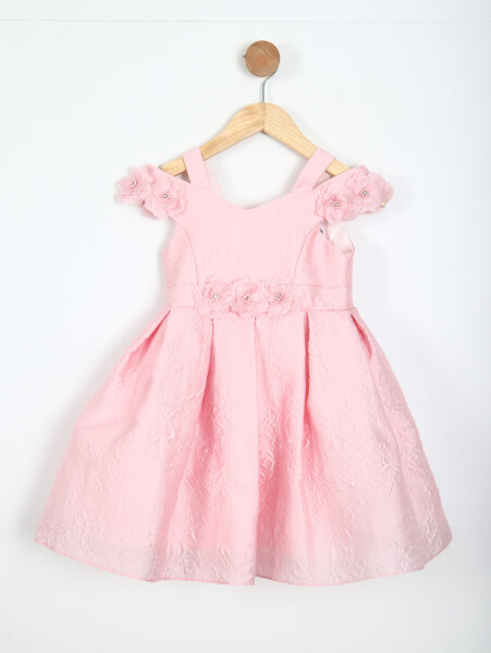 Kız Çocuk Elbise 3-7 Yaş 35421 Pudra - PAMINA