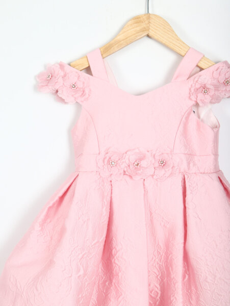 Kız Çocuk Elbise 3-7 Yaş 35421 Pudra - 2