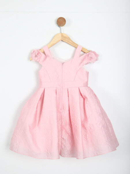 Kız Çocuk Elbise 3-7 Yaş 35421 Pudra - 3