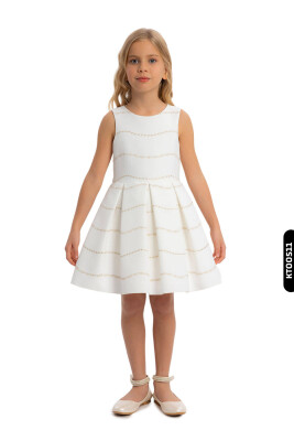 Bolerolu Yuvarlak Yakalı Çizgili 2'li Kız Çocuk Elbise 3-7 Yaş 34200 Ekru - Pembe - 5