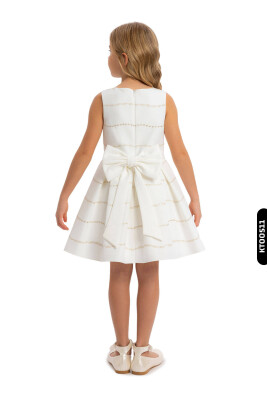 Bolerolu Yuvarlak Yakalı Çizgili 2'li Kız Çocuk Elbise 3-7 Yaş 34200 Ekru - Pembe - 6