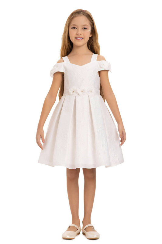 Kız Çocuk Elbise 3-7 Yaş 35421 Ekru - PAMINA