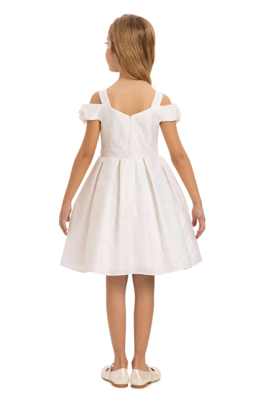 Kız Çocuk Elbise 3-7 Yaş 35421 Ekru - 8