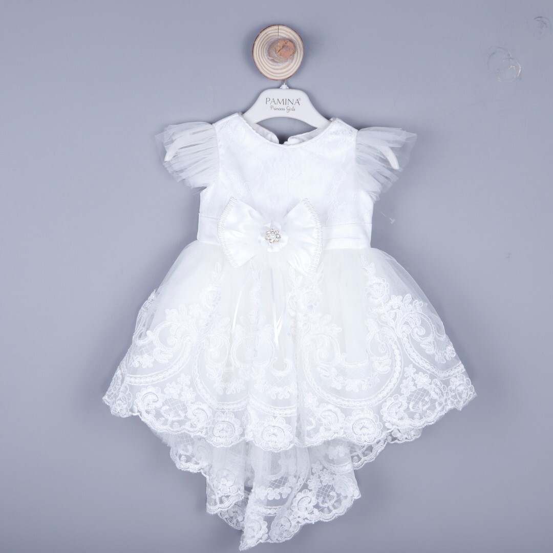 P-003640 (pam 32099) Kız Elbise 6-24 Ay Ekru - 1
