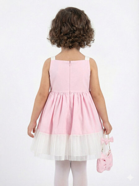 Kız Çocuk Elbise 3-7 Yaş 35217 Pudra - 2