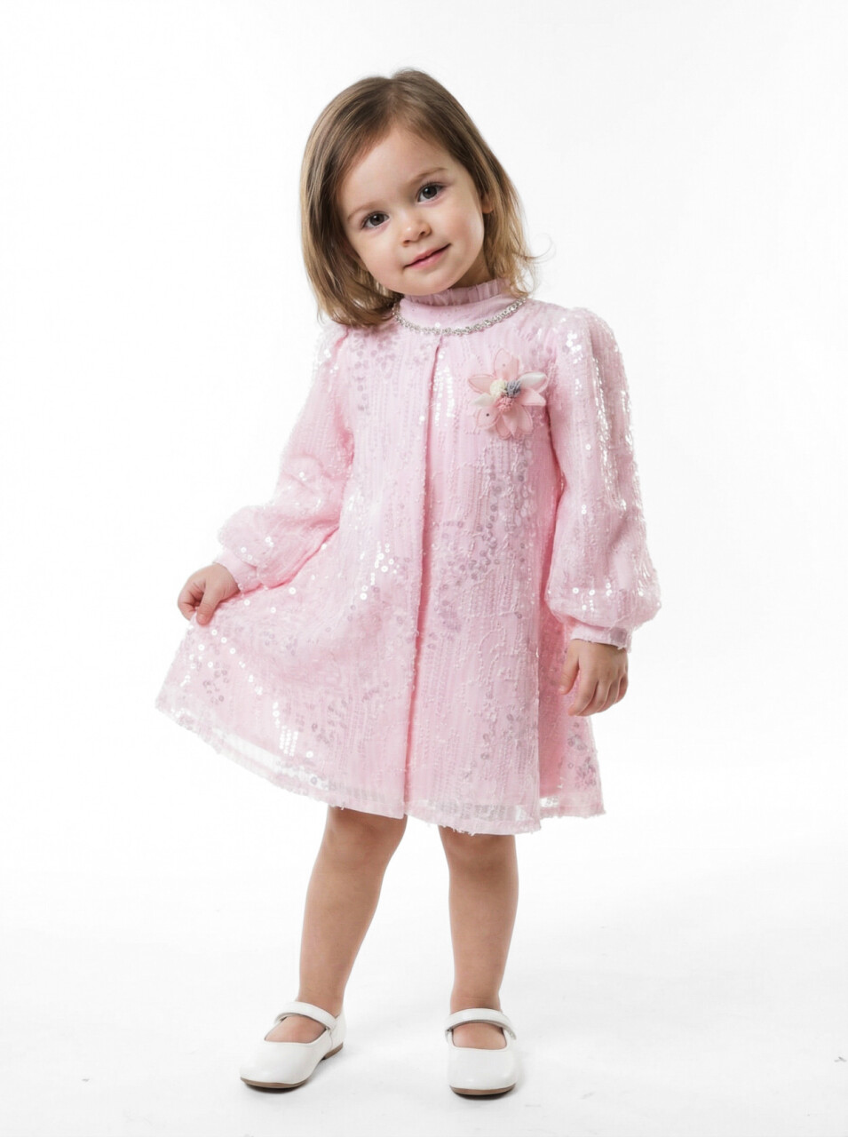 Kız Çocuk Elbise 1-4 Yaş 6098 Pembe - 1