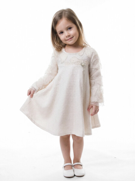 Kız Çocuk Elbise 1-4 Yaş 6095 Bej - PAROTENA