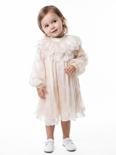 Kız Çocuk Elbise 4-9 Yaş 6081 Ekru - PAROTENA