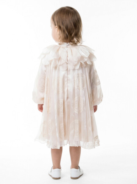 Kız Çocuk Elbise 4-9 Yaş 6081 Ekru - 2