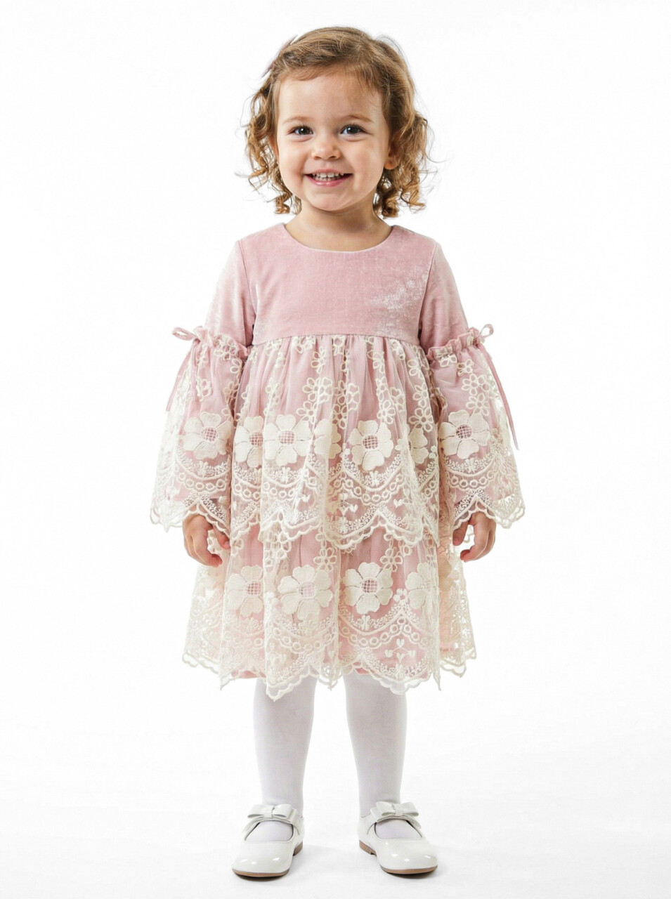 Kız Çocuk Elbise 1-4 Yaş 6094 Pembe - 1