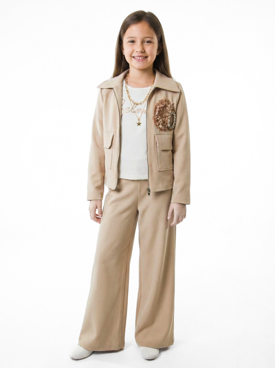 Kız Çocuk 3'lu Alt Üst Takım 11-16 Yaş 6130 Bej - 1