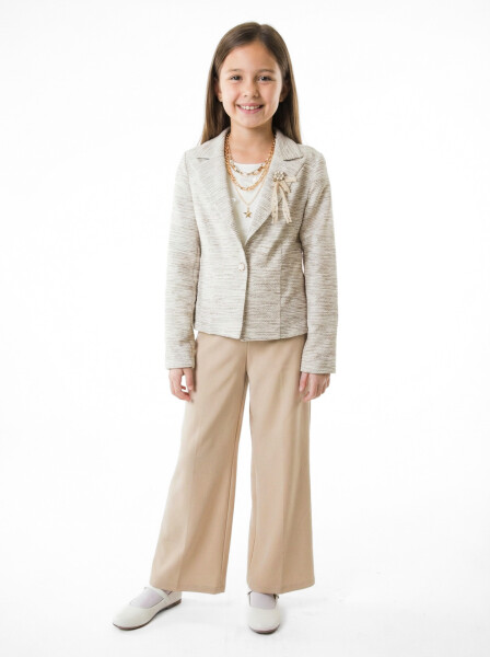 Kız Çocuk 3'lu Alt Üst Takım 11-16 Yaş 6131 Bej - PAROTENA