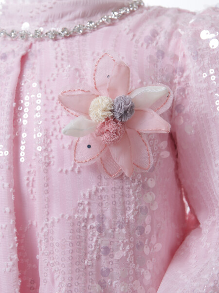 Kız Çocuk Elbise 1-4 Yaş 6098 Pembe - 5