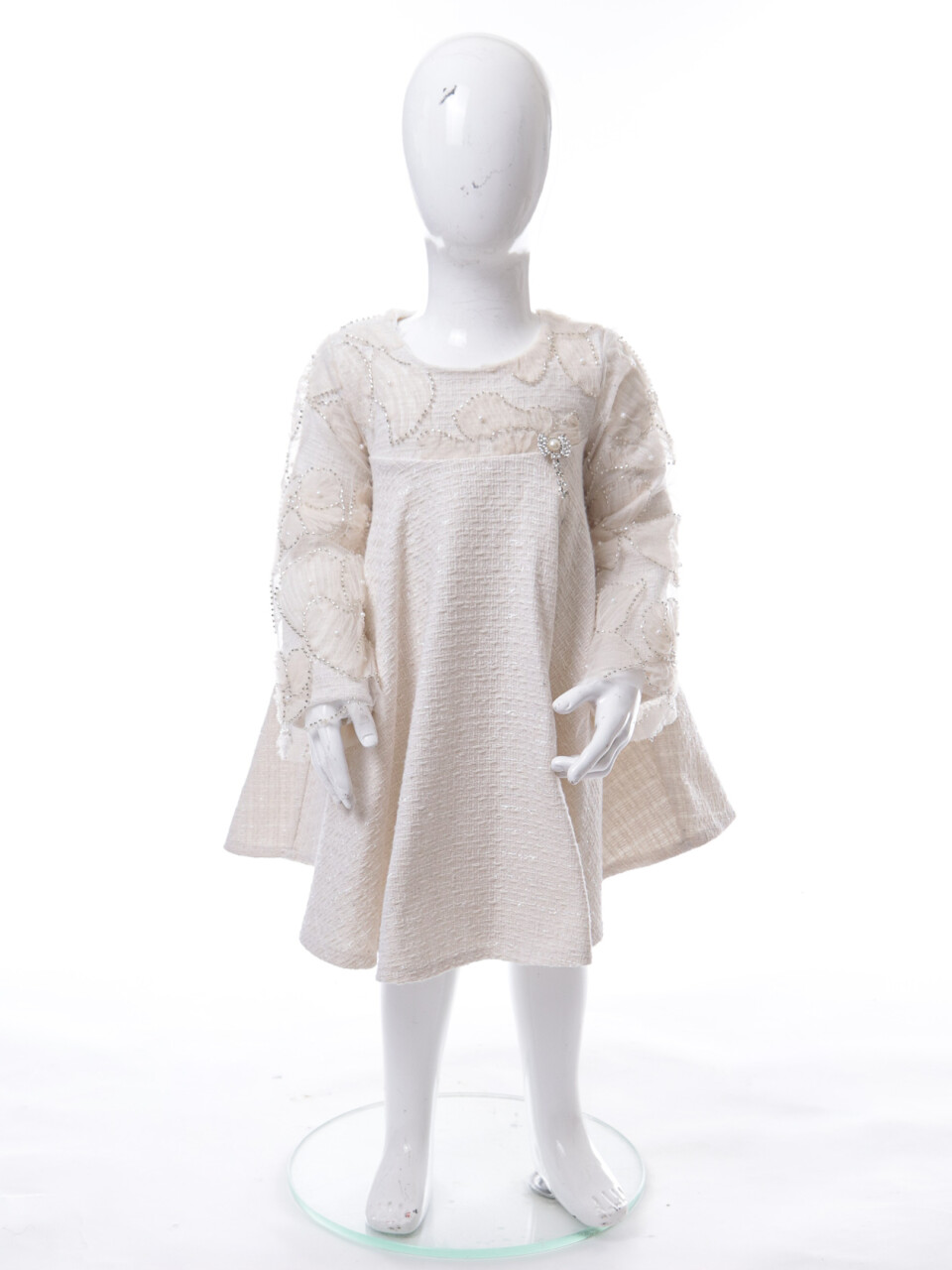 Kız Çocuk Elbise 1-4 Yaş 6095 Bej - 3