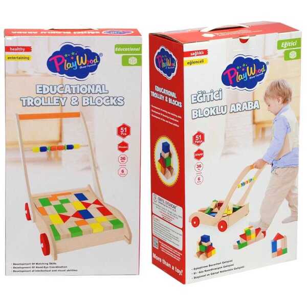 PlayWood Ahşap Eğitici Bloklu Araba 373 - 2