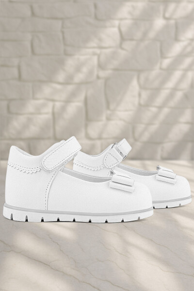 Rakerplus Hakiki Deri Beyaz Kız Bebek Babet Ayakkabı - 10