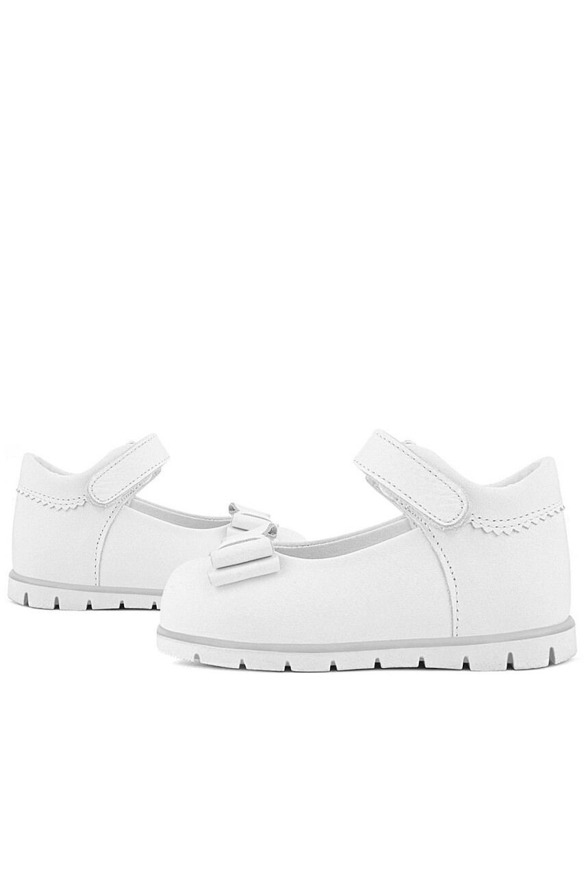 Rakerplus Hakiki Deri Beyaz Kız Bebek Babet Ayakkabı - 35