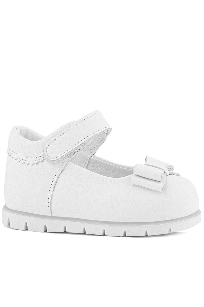 Rakerplus Hakiki Deri Beyaz Kız Bebek Babet Ayakkabı - 38