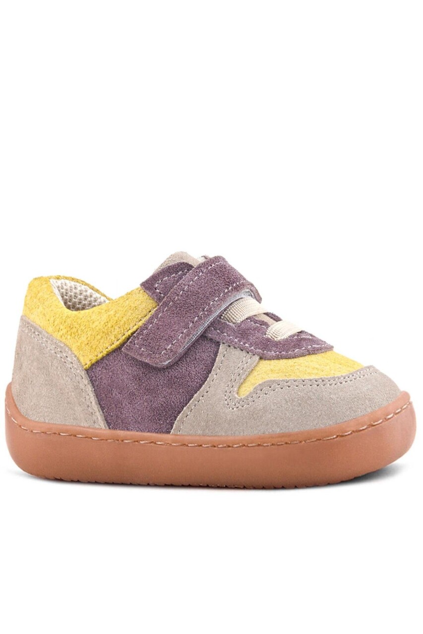 Rakerplus Bob Hakiki Deri Vizon Sarı Barefoot Cırtlı Lastikli Bebek Sneaker Ayakkabı - 42