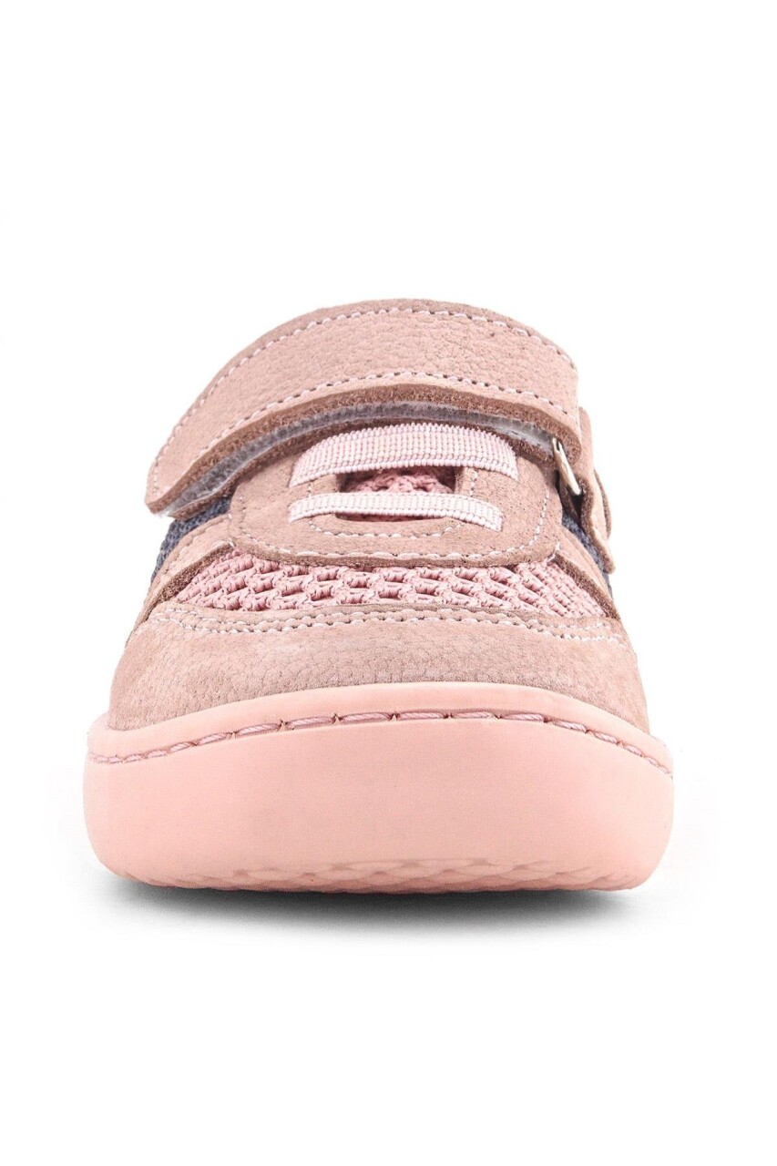 Rakerplus Bob Hakiki Deri Pudra Gri Mor Barefoot Cırtlı Lastikli Bebek Sneaker Ayakkabı - 4