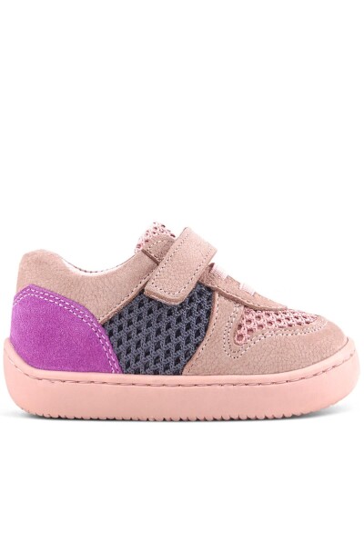 Rakerplus Bob Hakiki Deri Pudra Gri Mor Barefoot Cırtlı Lastikli Bebek Sneaker Ayakkabı - 13