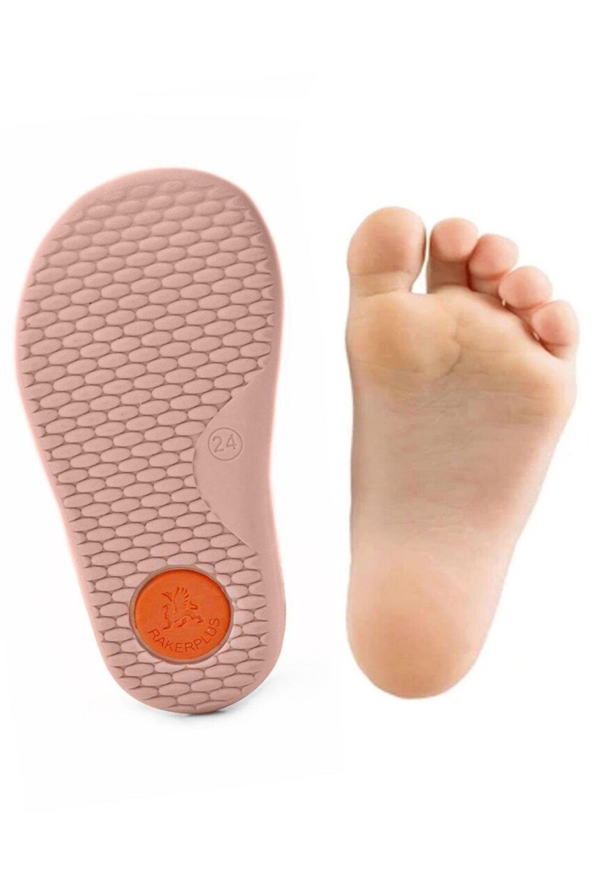 Rakerplus Bob Hakiki Deri Pudra Gri Mor Barefoot Cırtlı Lastikli Bebek Sneaker Ayakkabı - 20