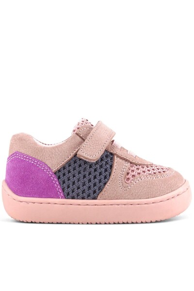 Rakerplus Bob Hakiki Deri Pudra Gri Mor Barefoot Cırtlı Lastikli Bebek Sneaker Ayakkabı - 23