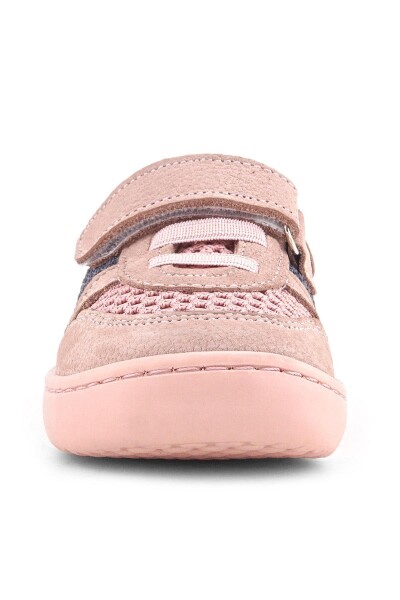 Rakerplus Bob Hakiki Deri Pudra Gri Mor Barefoot Cırtlı Lastikli Bebek Sneaker Ayakkabı - 24