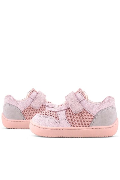 Rakerplus Bob Hakiki Deri Pudra Gri Barefoot Cırtlı Lastikli Bebek Sneaker Ayakkabı - 18