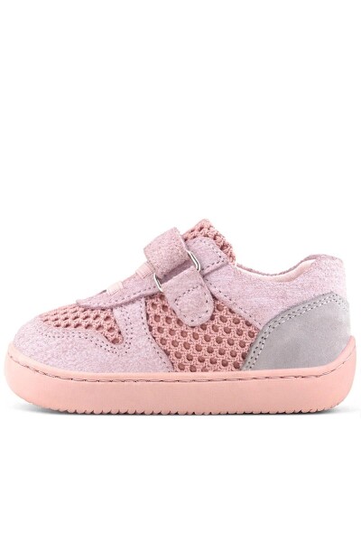 Rakerplus Bob Hakiki Deri Pudra Gri Barefoot Cırtlı Lastikli Bebek Sneaker Ayakkabı - 25