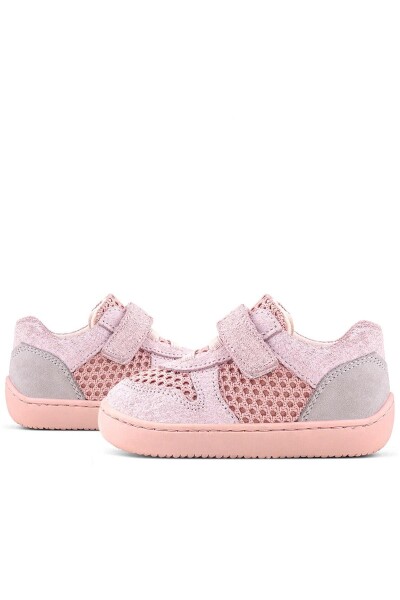 Rakerplus Bob Hakiki Deri Pudra Gri Barefoot Cırtlı Lastikli Bebek Sneaker Ayakkabı - 28