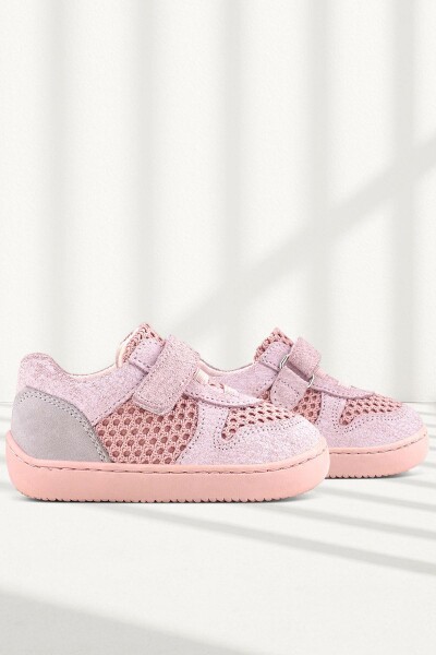 Rakerplus Bob Hakiki Deri Pudra Gri Barefoot Cırtlı Lastikli Bebek Sneaker Ayakkabı - 61