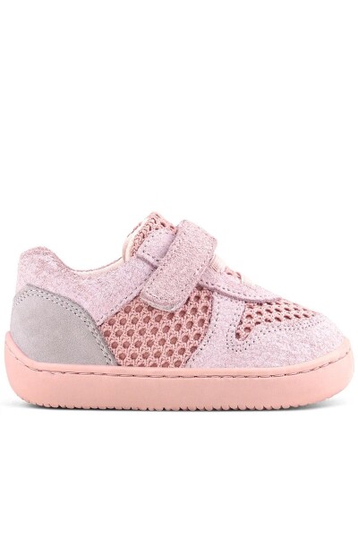 Rakerplus Bob Hakiki Deri Pudra Gri Barefoot Cırtlı Lastikli Bebek Sneaker Ayakkabı - 73