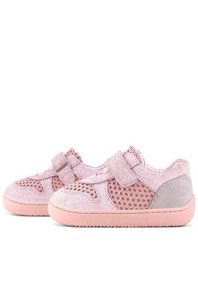 Rakerplus Bob Hakiki Deri Pudra Gri Barefoot Cırtlı Lastikli Bebek Sneaker Ayakkabı - 86